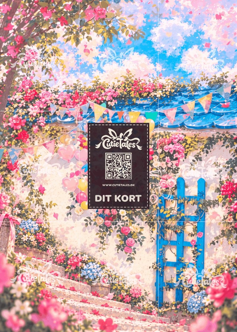 Eksempel: blomsterhave med flagranker og plads til 1 kort